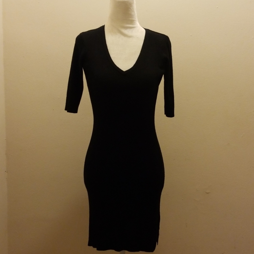 Black Short Sleeve Guess Collection Sweater Dress